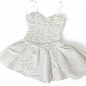 Altar’d State White Ruched Mini Dress NWT Size XS Satin